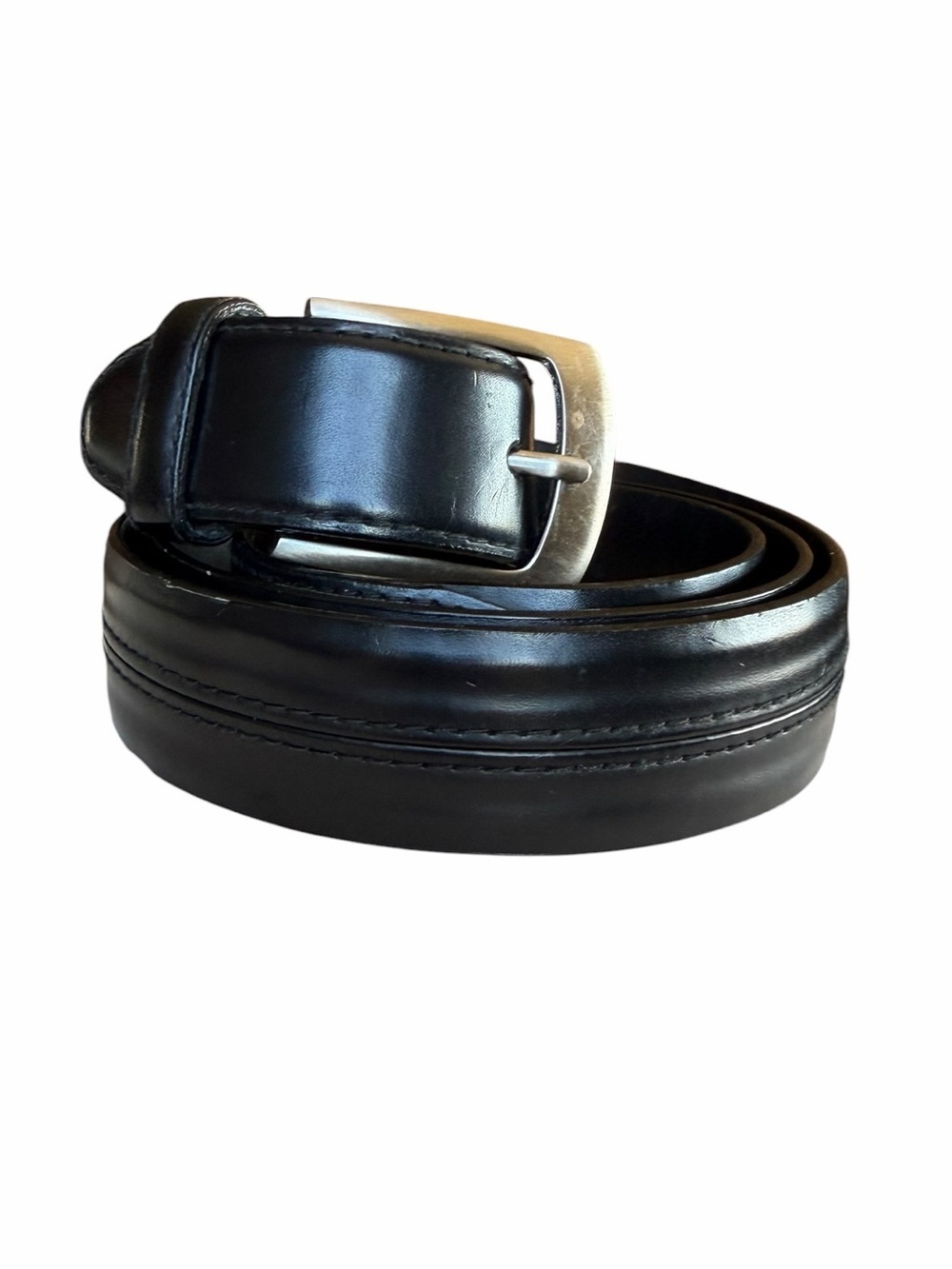 Menβs 46 Vintage Oil Tan Leather Classic Minimalist Black Belt